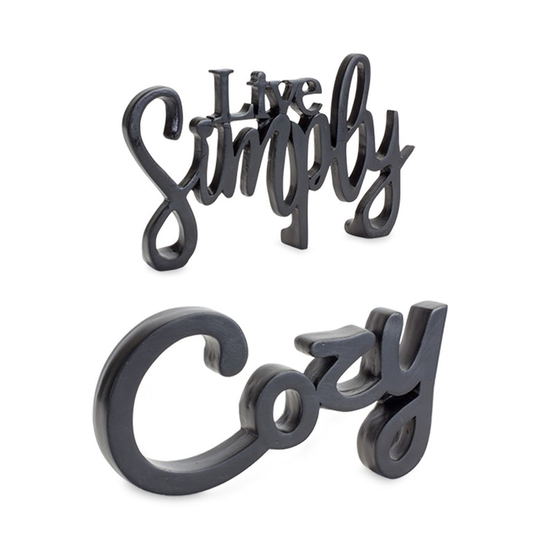 Melrose Cozy/Simply Sentiment Block Cut Out, Set of 2, Black - 85728DS