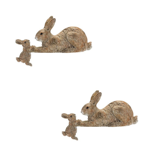 Melrose Stone Mother Rabbit/Baby Bunny Self Sitter, Set of 2, Brown - 85736DS