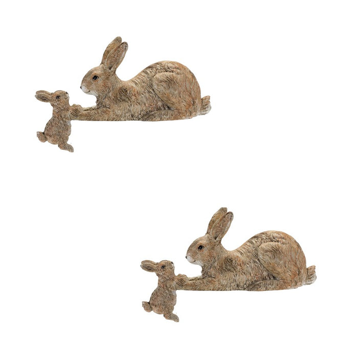 Melrose Stone Mother Rabbit/Baby Bunny Self Sitter, Set of 2, Brown - 85736DS