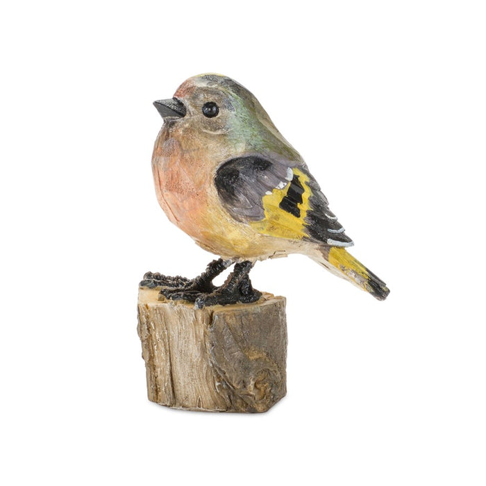Melrose Rustic Stone Bird Figurine Perched on Stump, Set of 6, Gold