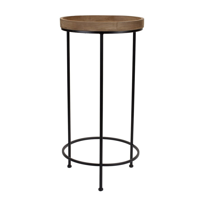 Melrose Round Wood/Metal Plant Stand Table, Set of 2, Brown