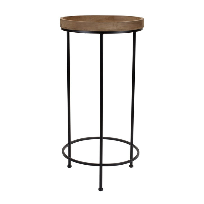 Melrose Round Wood/Metal Plant Stand Table, Set of 2, Brown
