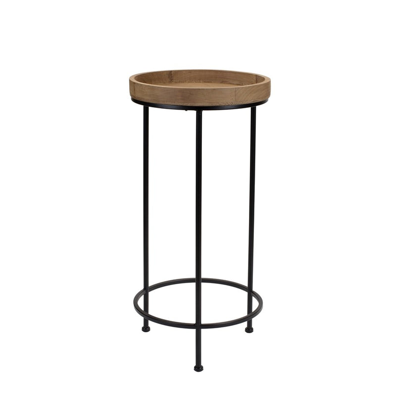 Melrose Round Wood/Metal Plant Stand Table, Set of 2, Brown