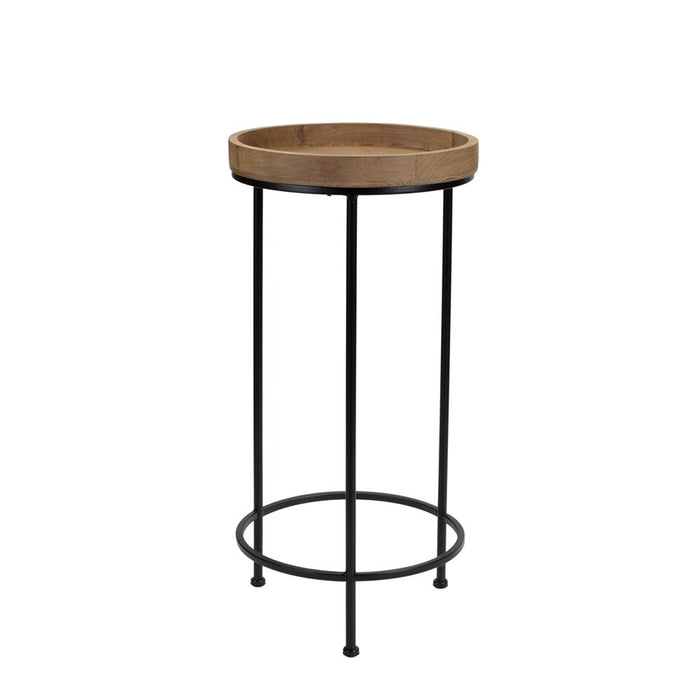 Melrose Round Wood/Metal Plant Stand Table, Set of 2, Brown
