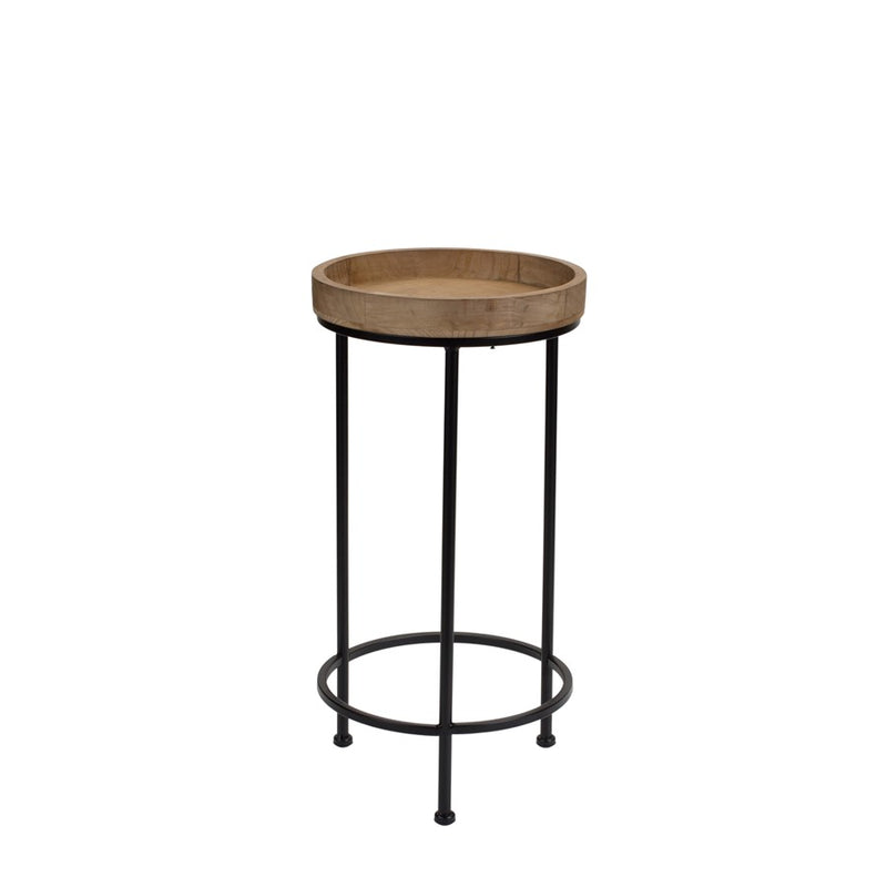 Melrose Round Wood/Metal Plant Stand Table, Set of 2, Brown