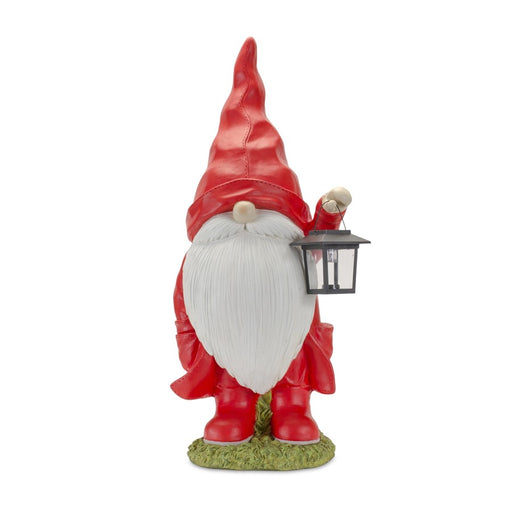 Melrose Raincoat Garden Gnome Statue/Lantern Accent 24.75"H, Red/Green - 85758DS