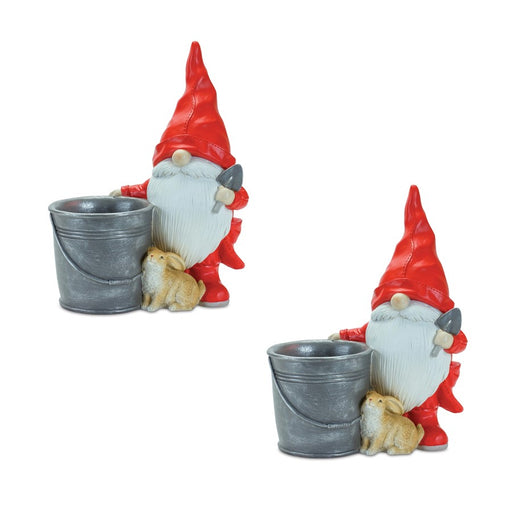 Melrose Raincoat Garden Gnome Statue/Bucket Planter 24.75"H, Red/White - 85759DS