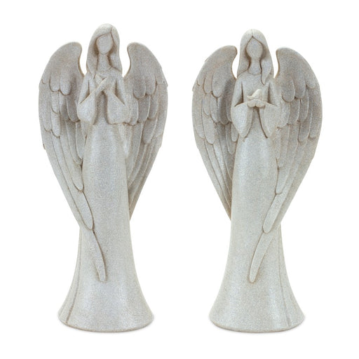 Melrose Serene Angel Figurine/Bird Accent, Set of 2, White - 85770DS