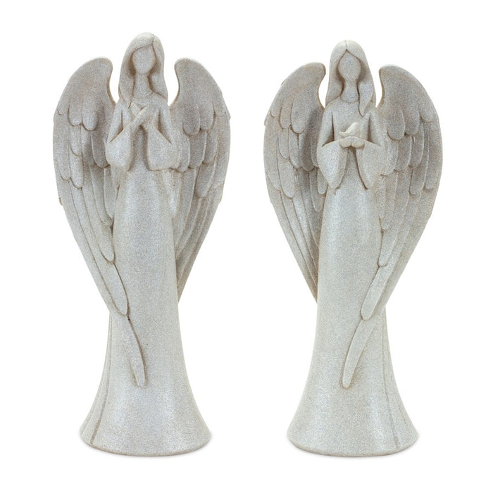 Melrose Serene Angel Figurine/Bird Accent, Set of 2, White - 85770DS