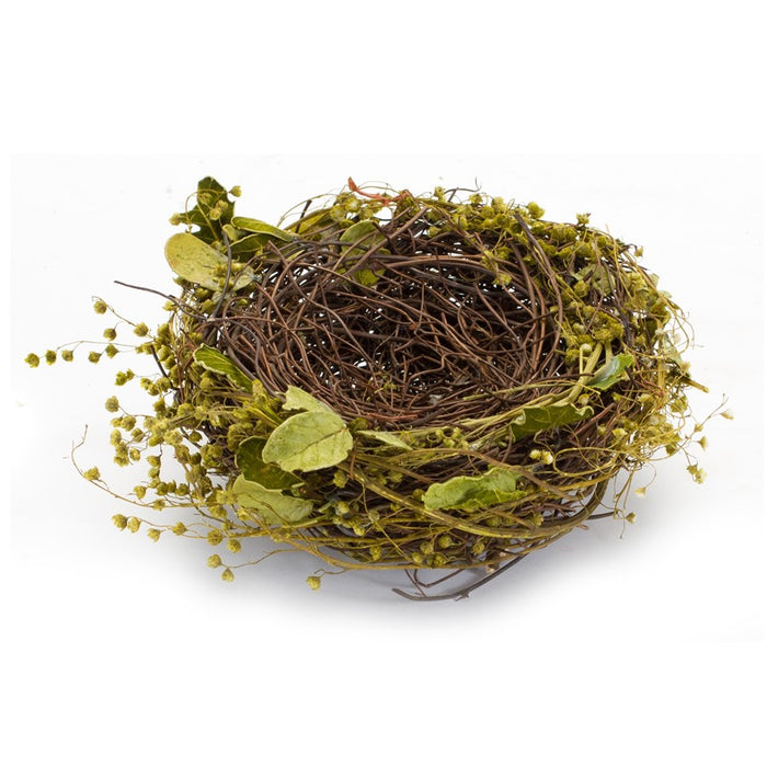 Melrose Natural Twig Bird Nest/Speckled Egg Accent, Set of 4, Green
