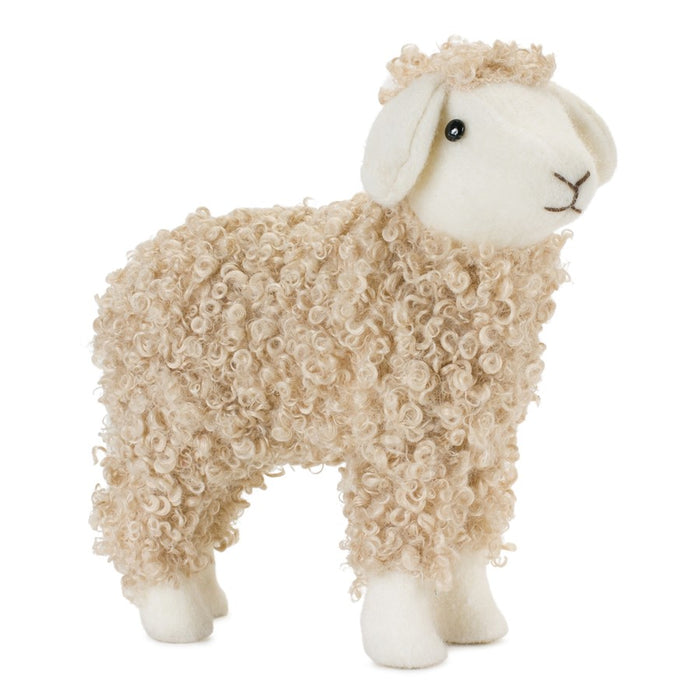 Melrose Standing Plush Sheep Decor/Curly Hair, Set of 2, Beige