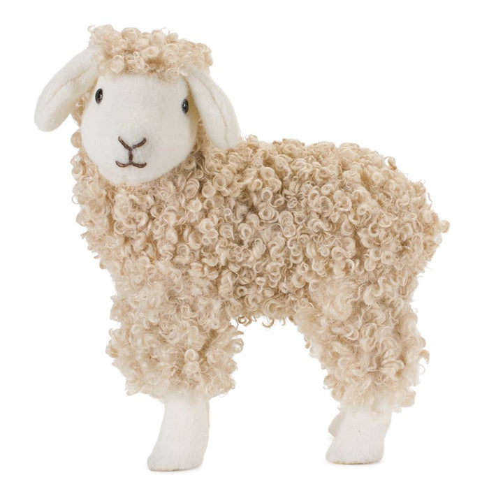 Melrose Standing Plush Sheep Decor/Curly Hair, Set of 2, Beige