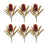 Melrose Burnt Orange Banksia Floral Stem, Set of 6, Green/Red - 85797DS