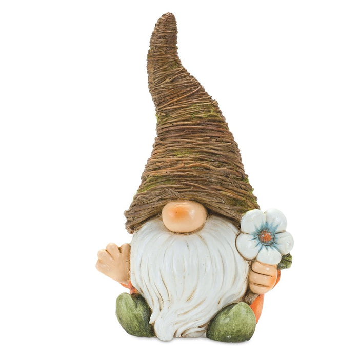 Melrose Distressed Garden Gnome Statue/Mushroom/Flower Accent, Set of