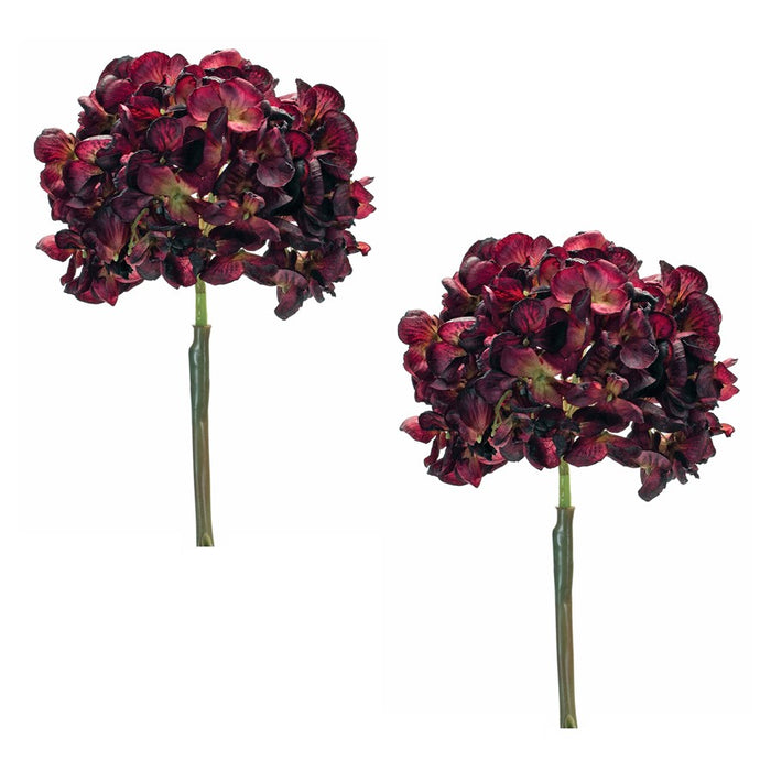 Melrose International Hydrangea Flower Stem, Set of 6, Red/Brown