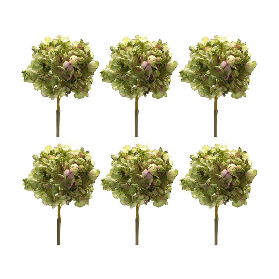 Melrose International Green Hydrangea Flower Stem, Set of 6 - 85812DS