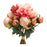 Melrose Coral Pink Peony Flower Bouquet Bundle, Set of 6, Green