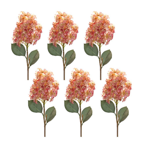 Melrose Coral Cone Hydrangea Flower Stem, Set of 6, Pink/Green - 85820DS