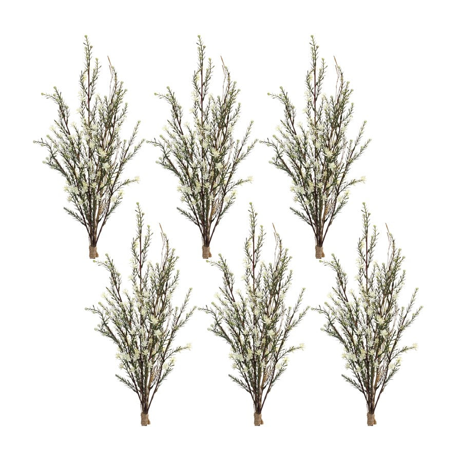 Melrose Leptospermum Flower Bundle, Set of 6, Green/White/Brown - 85829DS