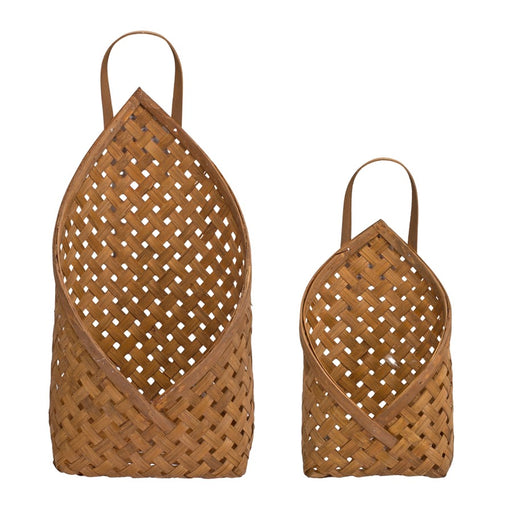 Melrose International Woven Bamboo Basket Wall Pocket, Set of 2, Brown - 85832DS