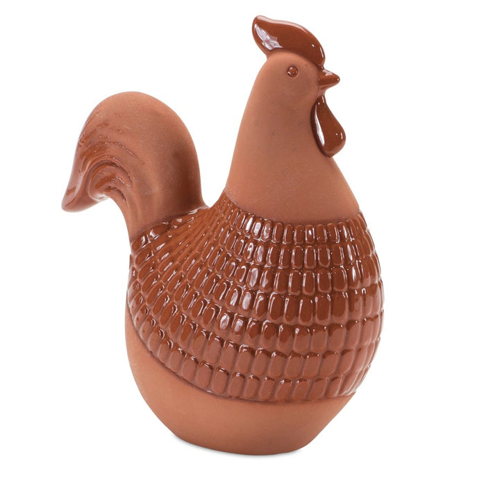 Melrose Terra Cotta Chicken Shelf Sitter/Glazed Accents, Set/2, Brown