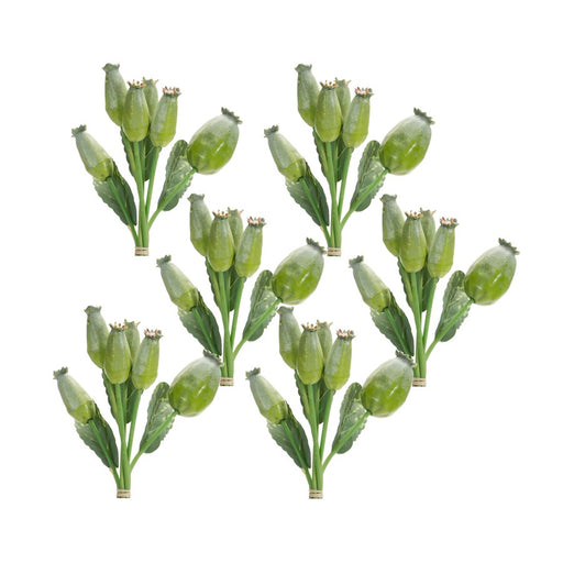 Melrose International Poppy Pod Foliage Bundle, Set of 6, Green/Brown - 85852DS