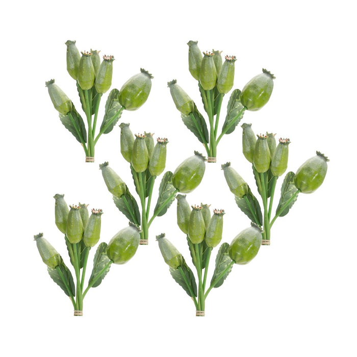 Melrose International Poppy Pod Foliage Bundle, Set of 6, Green/Brown - 85852DS