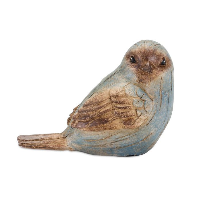 Melrose Rustic Bird Figurine/Wood GRain, Design, Set of 6, Blue/Brown