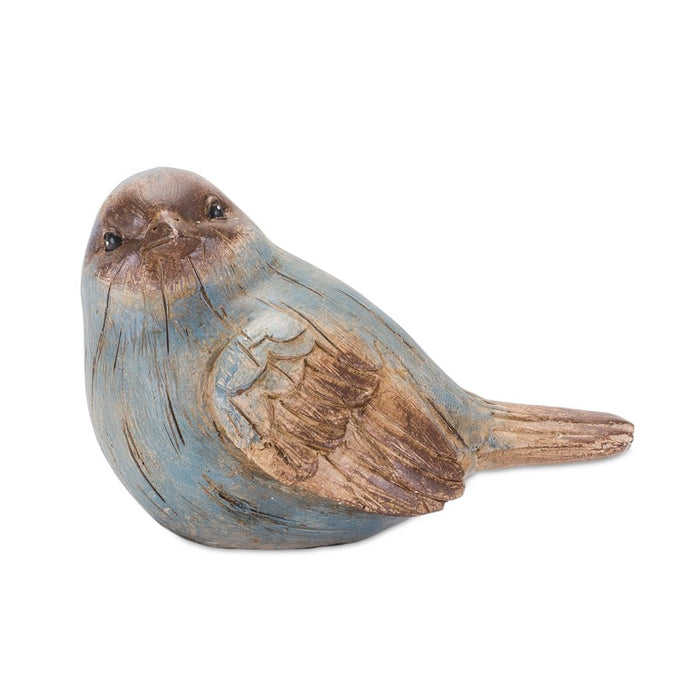 Melrose Rustic Bird Figurine/Wood GRain, Design, Set of 6, Blue/Brown