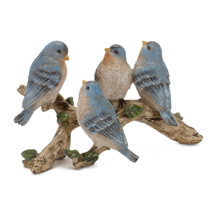 Melrose International Blue Birds on Branch Figurine 11"L, Brown - 85859DS