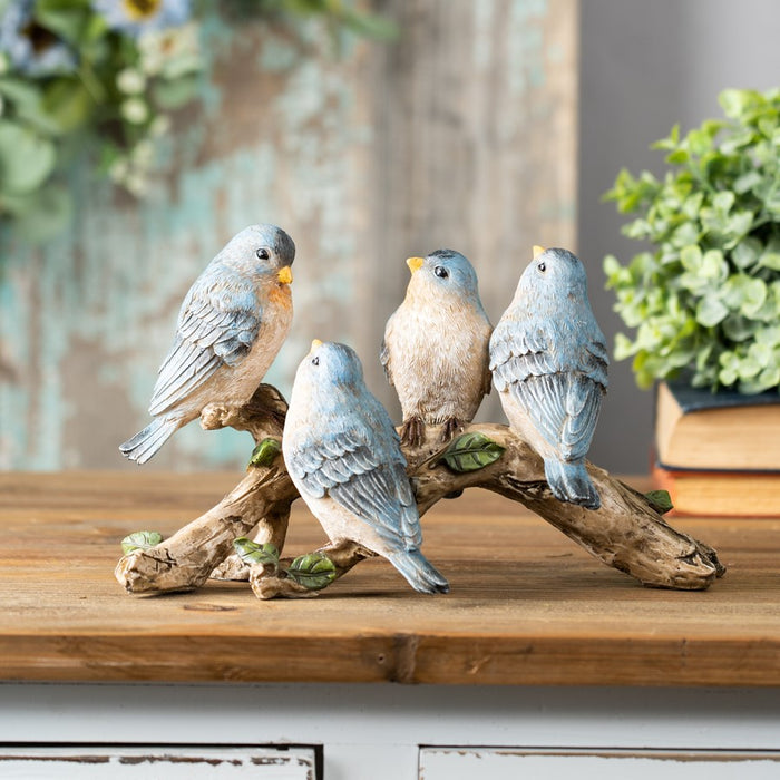 Melrose International Blue Birds on Branch Figurine 11"L, Brown