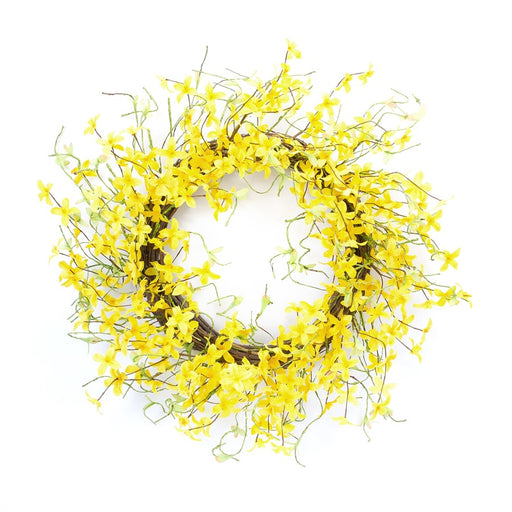 Melrose Spring Forsythia/Twig Wreath 21.75"D, Yellow/Green - 85863DS