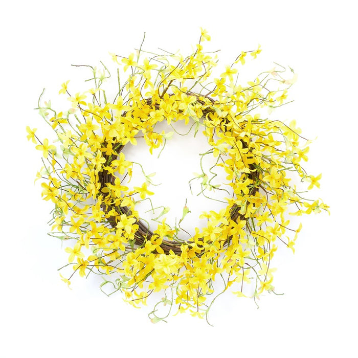 Melrose Spring Forsythia/Twig Wreath 21.75"D, Yellow/Green - 85863DS