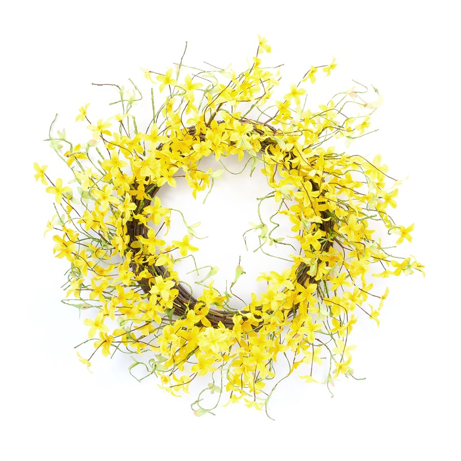 Melrose Spring Forsythia/Twig Wreath 21.75"D, Yellow/Green - 85863DS