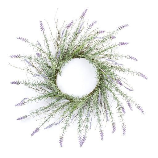 Melrose International Lavender Floral Twig Wreath 28"D, Green/Purple - 85887DS