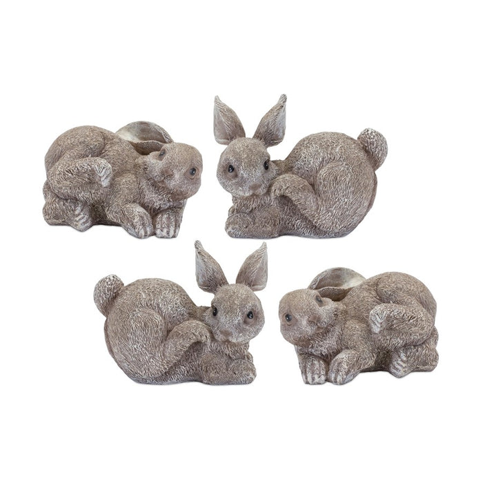Melrose International Stone Bunny Rabbit Figurine, Set of 4, Grey - 85897DS