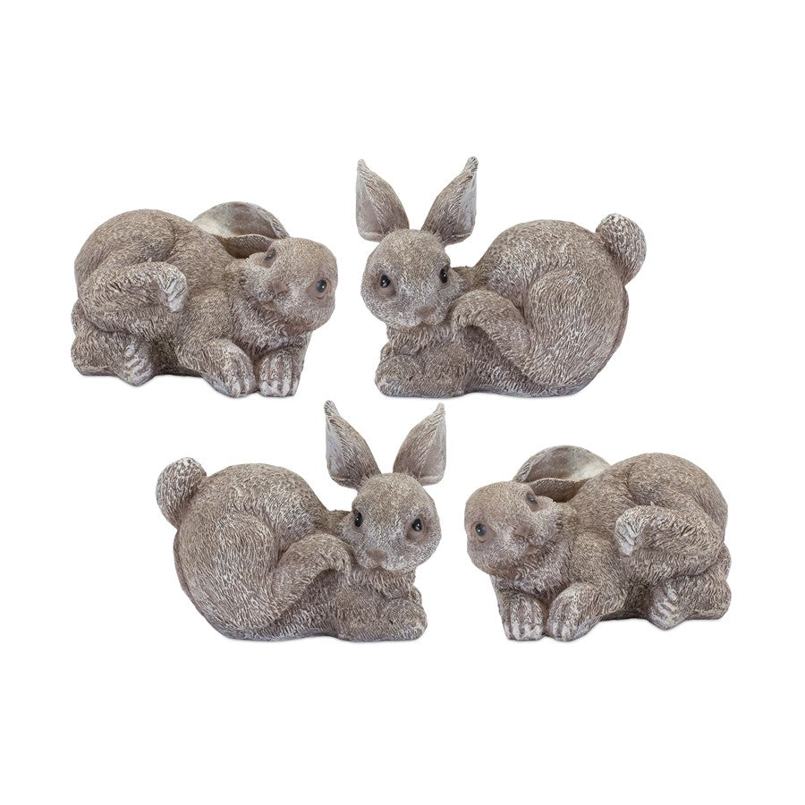 Melrose International Stone Bunny Rabbit Figurine, Set of 4, Grey - 85897DS