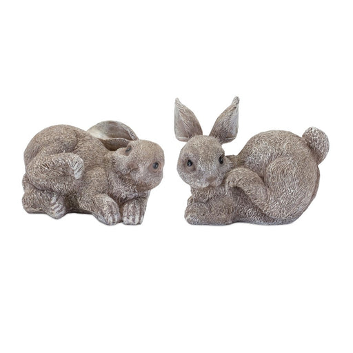Melrose International Stone Bunny Rabbit Figurine, Set of 4, Grey