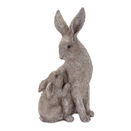 Melrose International Stone Rabbit/Baby Bunny Figurine, Set of 2, Grey