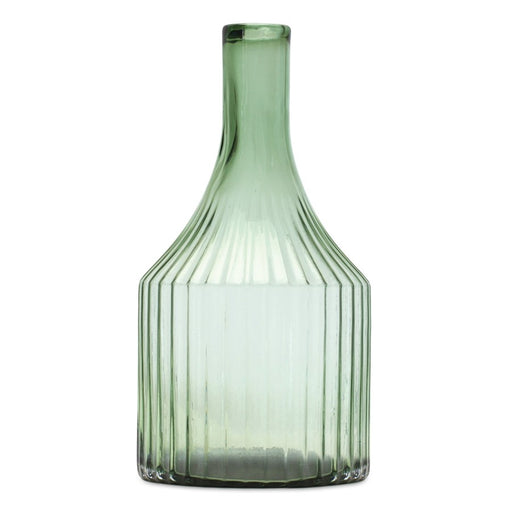 Melrose Int. Sage Ribbed Glass Bottle Neck Vase 10.75"H, Green - 85905DS