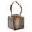 Melrose International Metal Candle Holder/Wood/Leather Accents, Brown - 85910DS