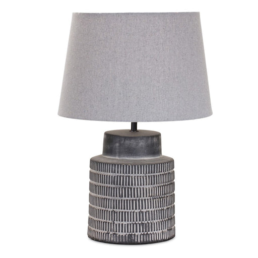 Melrose Etched Terra Cotta Table Lamp 21"H, Black/Grey/Brown