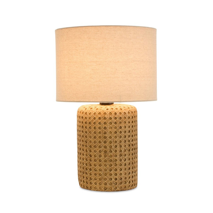 Melrose International Stone Table Lamp/Rattan Design 18"H, Tan/Beige - 85925DS