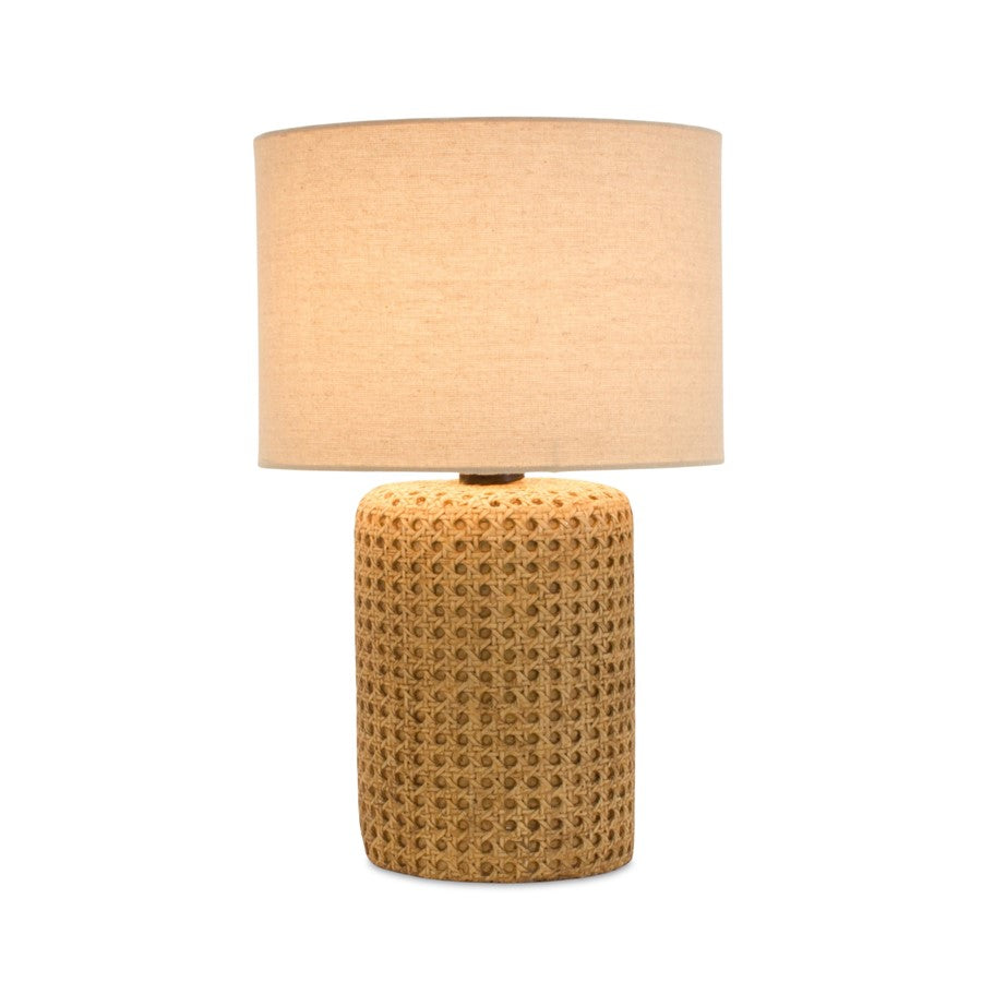 Melrose International Stone Table Lamp/Rattan Design 18"H, Tan/Beige - 85925DS