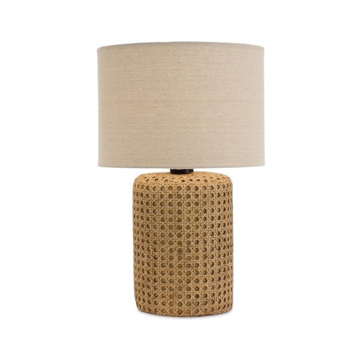 Melrose International Stone Table Lamp/Rattan Design 18"H, Tan/Beige