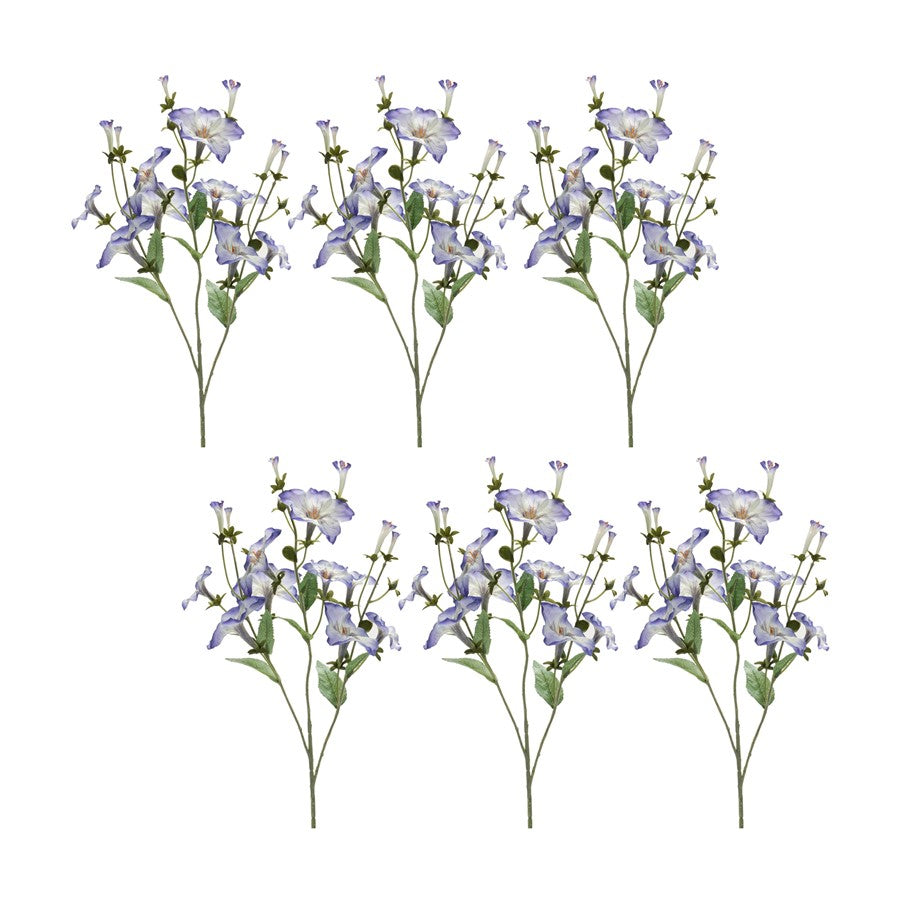Melrose Morning Glory Bud Flower Spray, Set of 6, Purple/Green - 85950DS