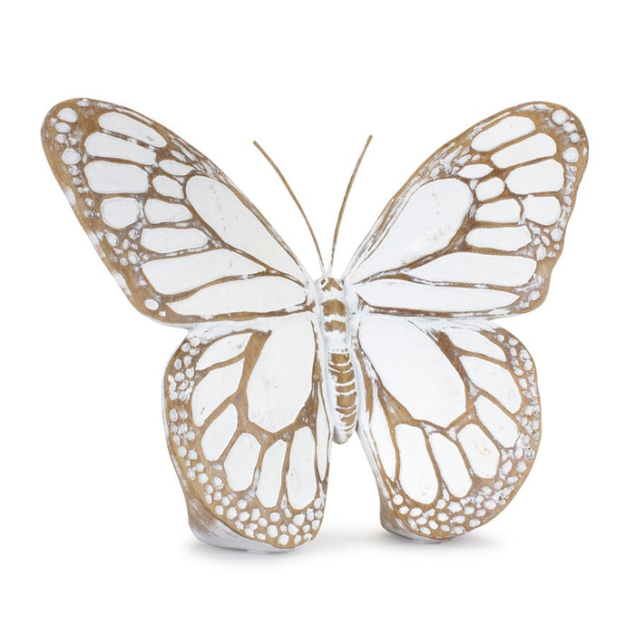 Melrose Stone Butterfly Shelf Sitter/Set of 3, White/Brown