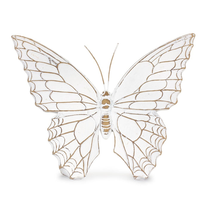 Melrose Stone Butterfly Shelf Sitter/White Washed, Set of 3, Brown