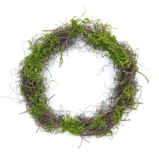 Melrose International Moss Leaf Twig Wreath, Set of 4, Green/Brown