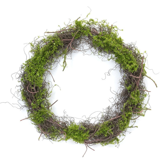 Melrose International Moss Leaf Twig Wreath, Set of 4, Green/Brown